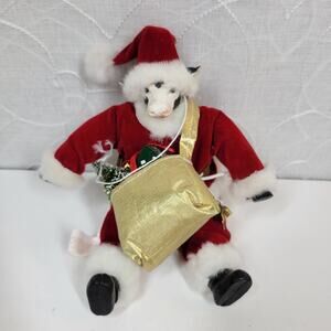 Vintage 1993 GANZ Santa Cows Cowtown Plush Figure 8” Red White Holiday Animals
